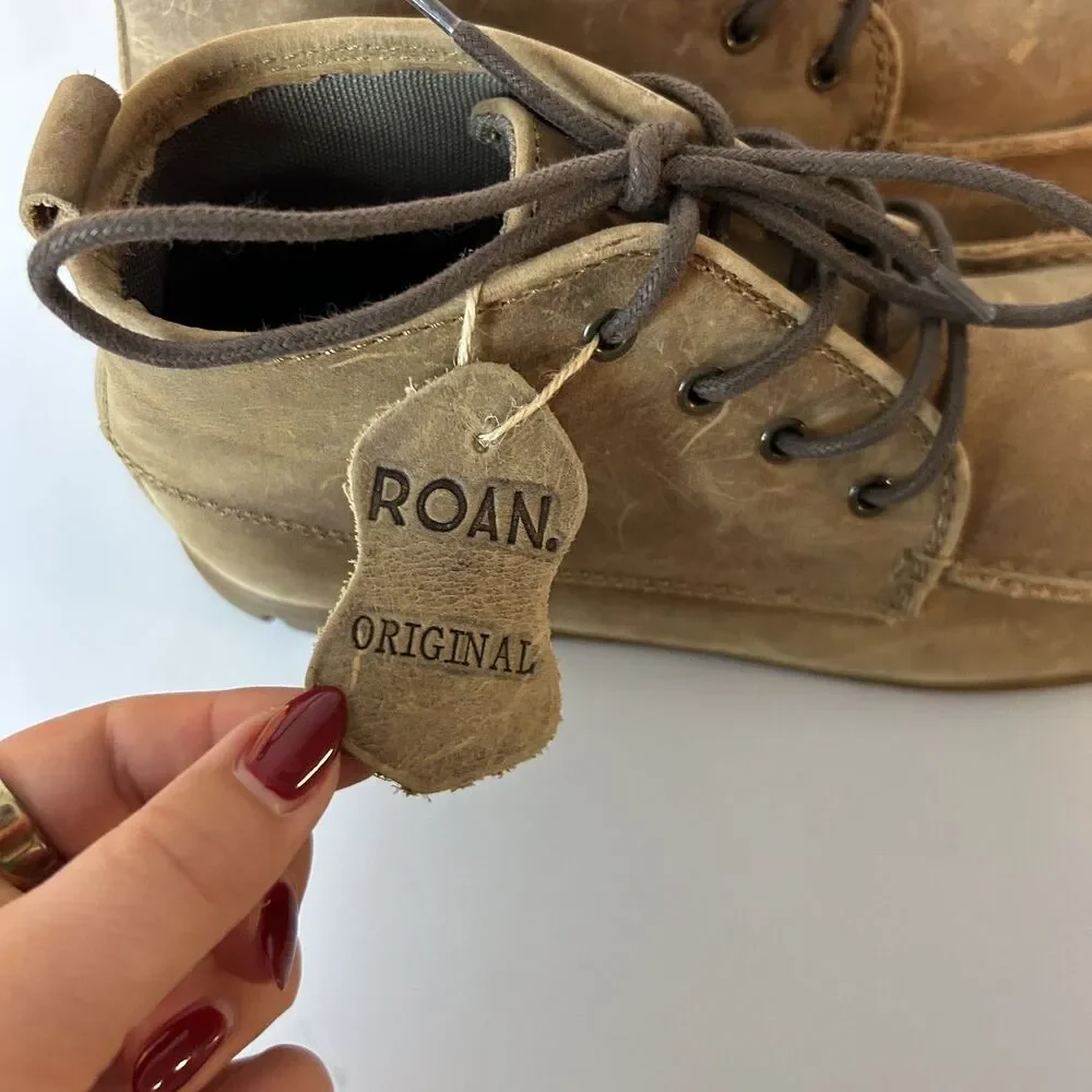 Roan Mens Gunnison Shoes Size 9.5 Leather Lace-up Brown Ankle